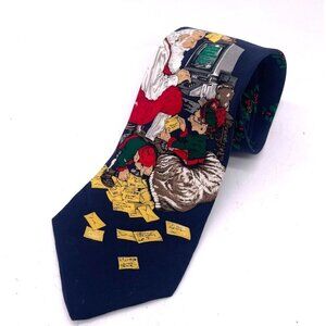 The Saturday Evening Post Men Tie Santa Claus Elf Holiday Christmas Letters 57in